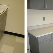 Employee kitchen before and after