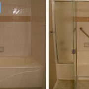 Notch cut tub conversion with door before and after